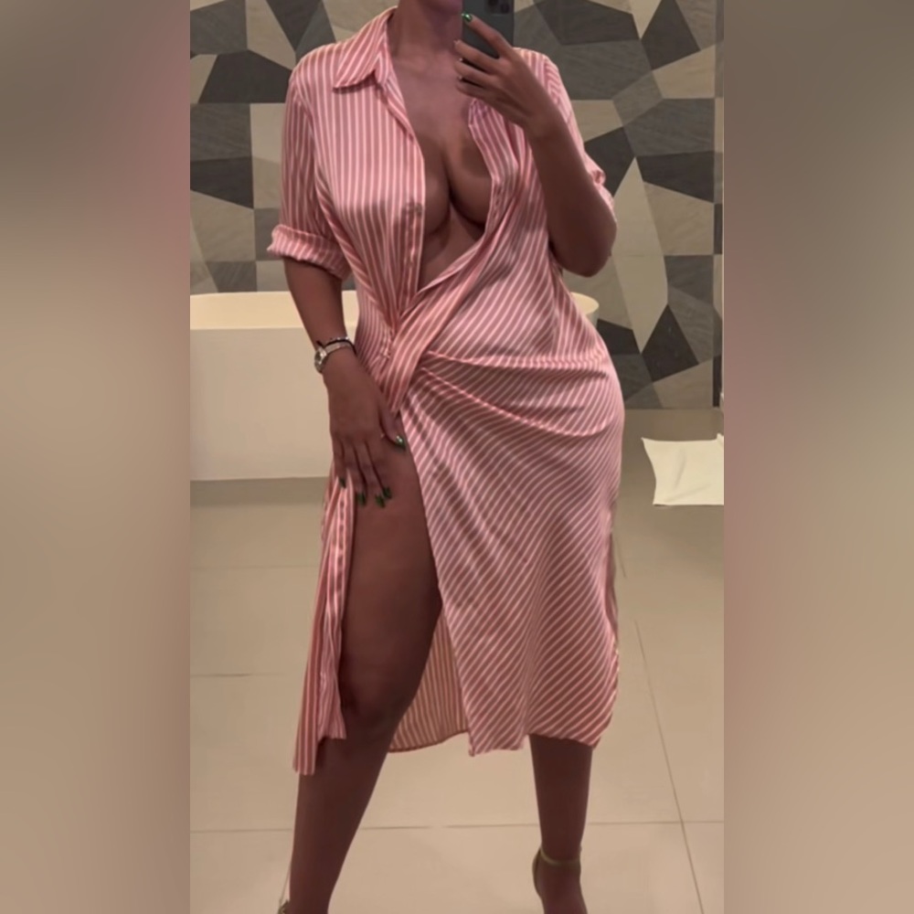 Zara Asymmetrical striped shirt dress